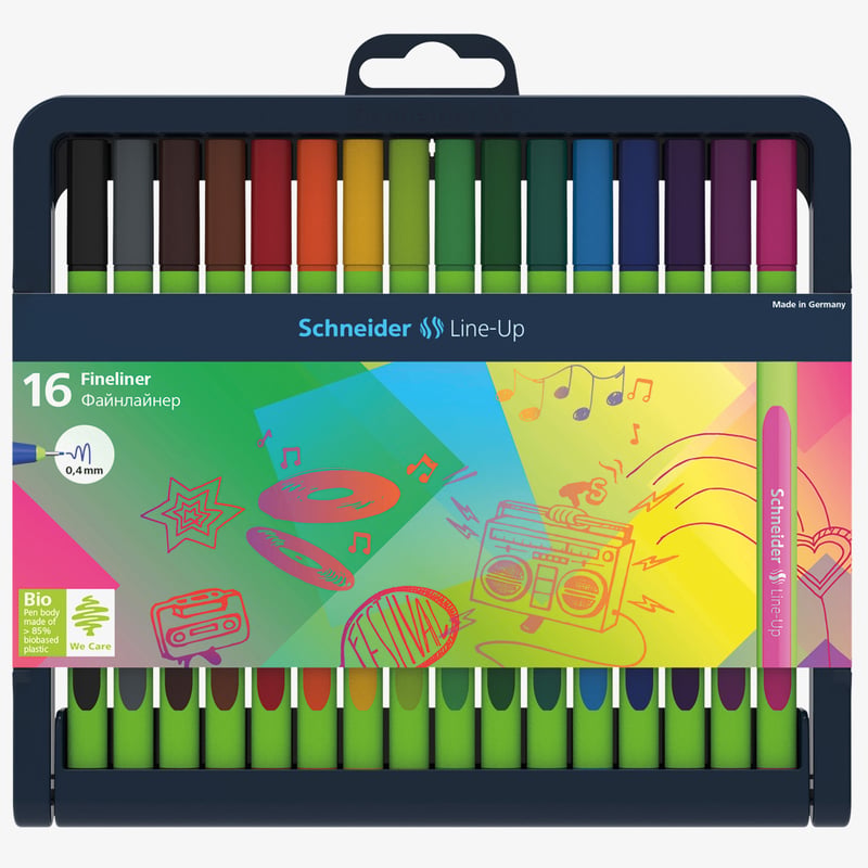 Schneider Schneider Line-Up Fineliner Pens - Assorted Colours (Pencil Case of 16)