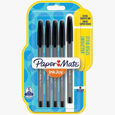 Papermate Papermate Inkjoy 100 Capped Ballpoint Pen - Fine - Black (Blister of 5)