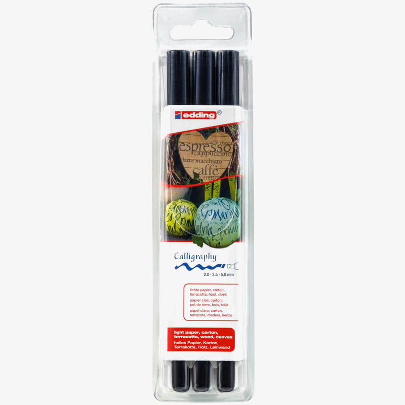 Edding Edding 1255 Calligraphy Pens - Black (Wallet of 3)