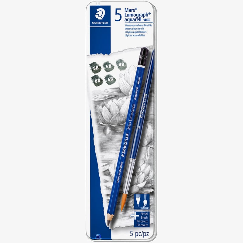 Staedtler Staedtler Mars Lumograph Aquarell Pencils - Assorted Degrees (Tin of 6)