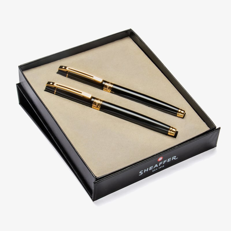 Sheaffer Sheaffer 300 Fountain Pen & Rollerball Pen Gift Set - Gloss Black Gold Trim
