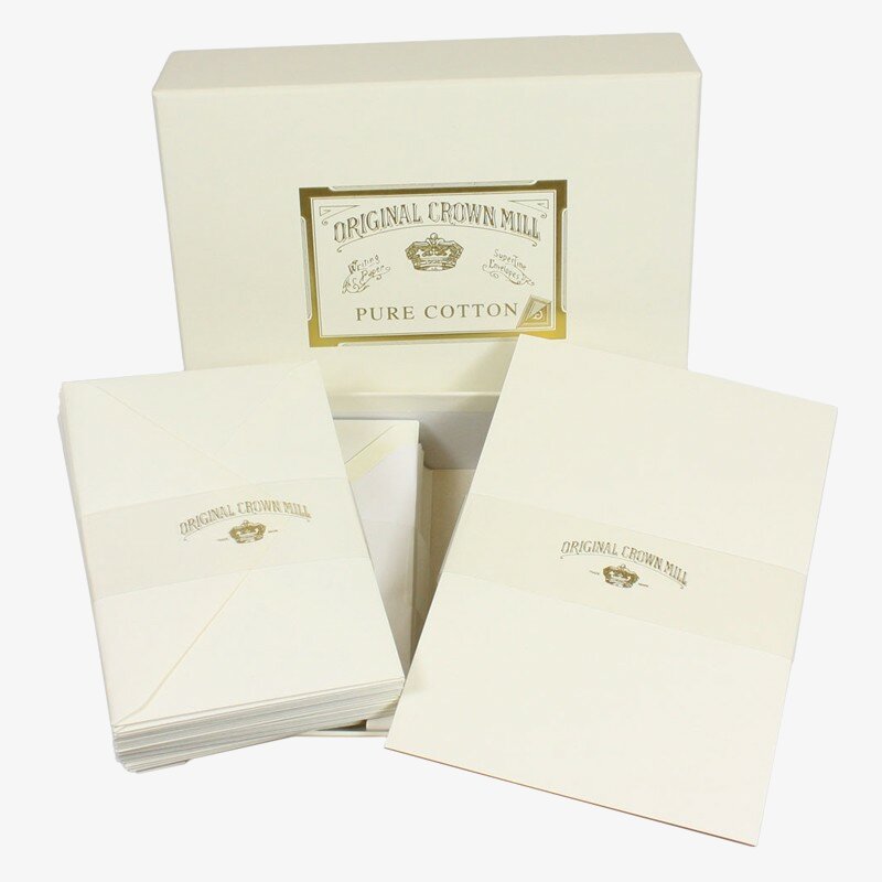 Crown Mill Crown Mill Pure Cotton A5 Set of 100 Sheets and 50 Envelopes - White