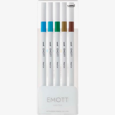 Uni-Ball PEM-SY Emott Fineliner Pens - Island Colours (Pack of 5)