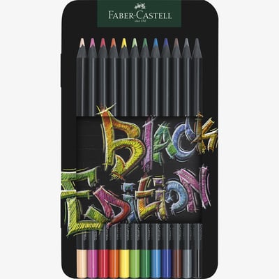 Faber-Castell Black Edition Colour Pencils - Tin of 12