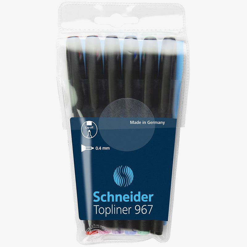 Schneider Schneider Topliner 967 Fineliner Pens - Assorted Colours (Pack of 6)