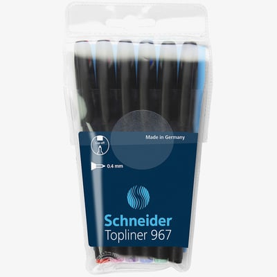 Schneider Schneider Topliner 967 Fineliner Pens - Assorted Colours (Pack of 6)