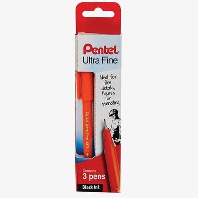 Pentel Pentel S570 Fineliner Pens - Extra Fine - Black (Pack of 3)