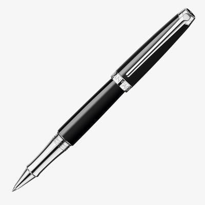 Caran d'Ache Léman Rollerball Pen - Ebony Black Lacquer Rhodium Trim