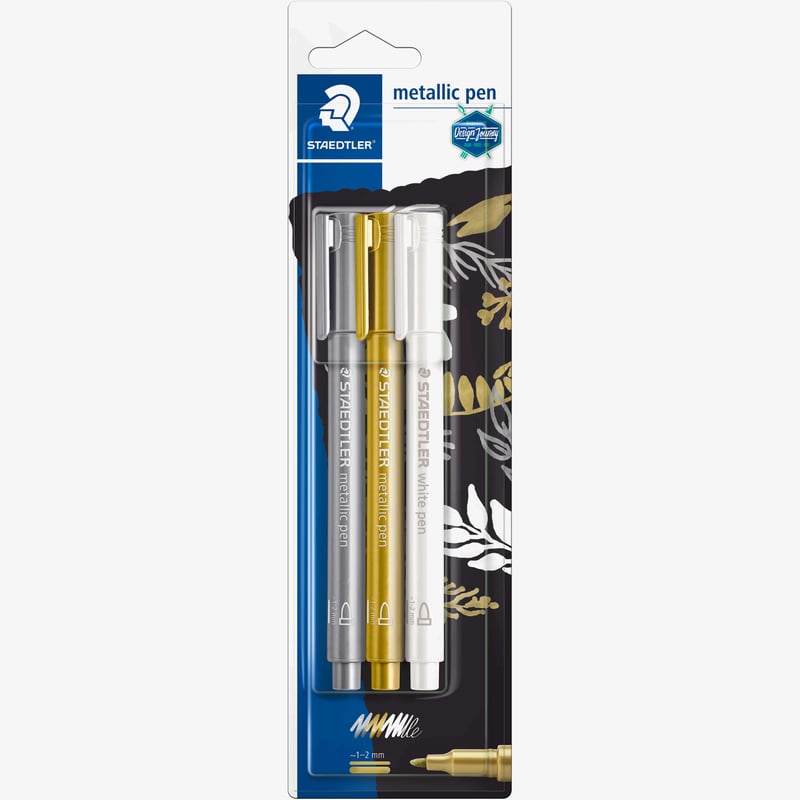 Staedtler Staedtler Metallic Fibre Tip Markers - Assorted Colours (Pack of 3)