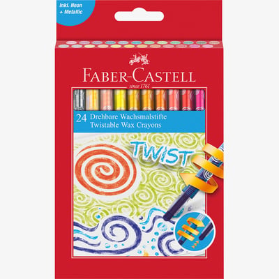 Faber-Castell Jumbo Twist Colouring Crayons - Assorted Colours (Pack of 24)