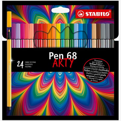STABILO STABILO Pen 68 ARTY Fibre Tip Pen - Wallet of 24 - Assorted Colours