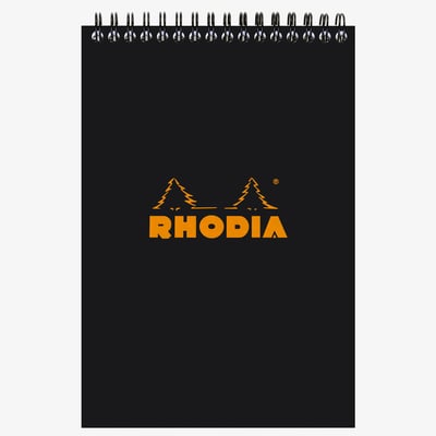 Rhodia Classic Wirebound Notepad - Large - Black - Squared