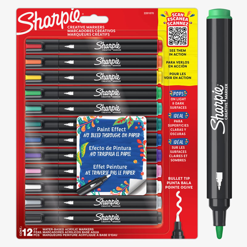 Sharpie Sharpie Acrylic Creative Marker - Bullet Point - Assorted (Blister of 12)