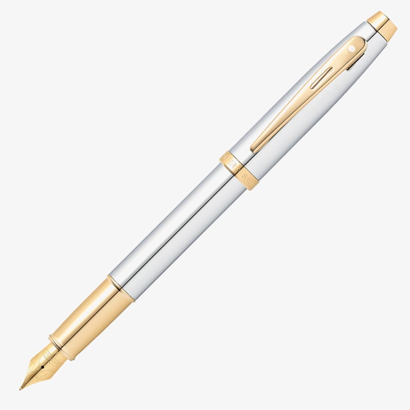 Sheaffer Sheaffer 100 Fountain Pen - Bright Chrome Gold Trim