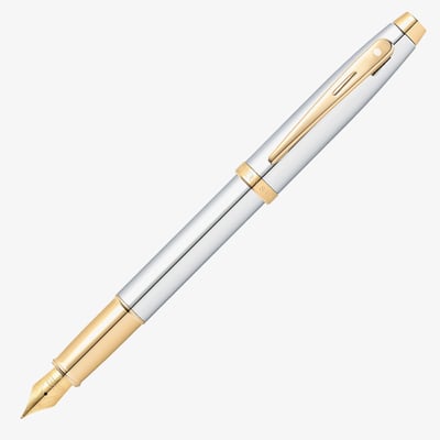 Sheaffer 100 Fountain Pen - Bright Chrome Gold Trim