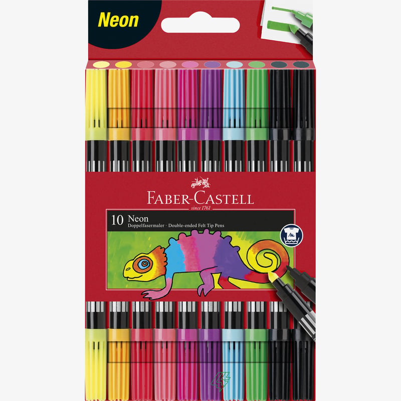 Faber-Castell Faber-Castell Double Fibre-Tip Pen Set - Neon (Pack of 10)