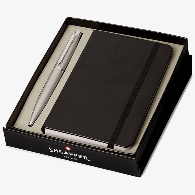 Sheaffer Sheaffer VFM Ballpoint Pen Gift Set - Strobe Silver Chrome Trim with A6 Notebook