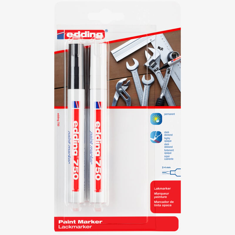 Edding Edding 750 Gloss Paint Markers - Black & White (Blister of 2)