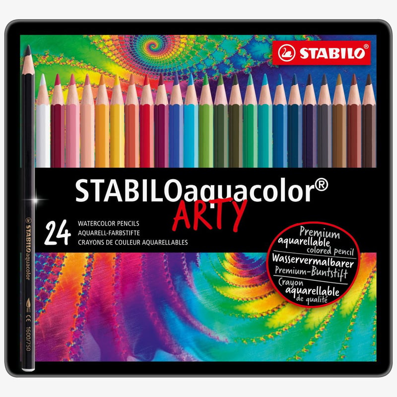STABILO STABILOaquacolor Colouring Pencil - ARTY -Tin of 24 - Assorted Colours