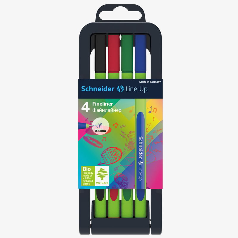 Schneider Schneider Line-Up Fineliner Pens - Assorted Colours (Pencil Case of 4)