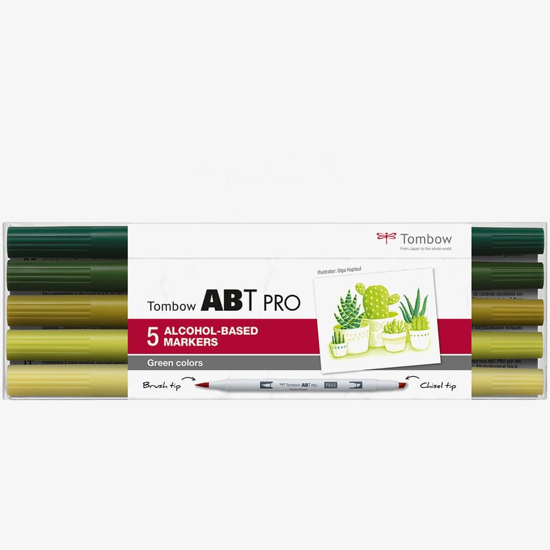 Tombow Tombow ABT PRO Markers - Green Colours (Pack of 5)