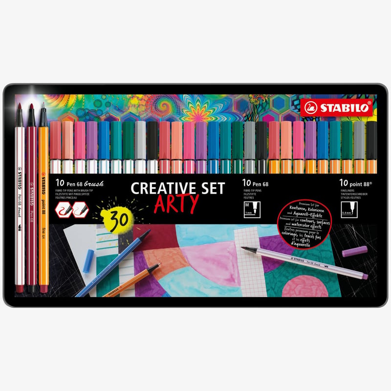 STABILO STABILO Creative Pen Set - ARTY - Tin of 30 - Assorted Colours