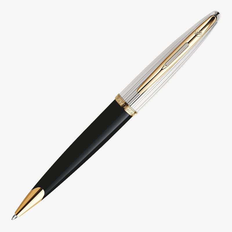 Waterman Waterman Carene Ballpoint Pen - Deluxe Black & Silver Gold Trim