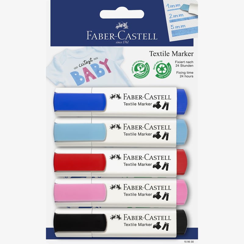 Faber-Castell Faber-Castell Textile Marker - Baby Colours (Pack of 5)
