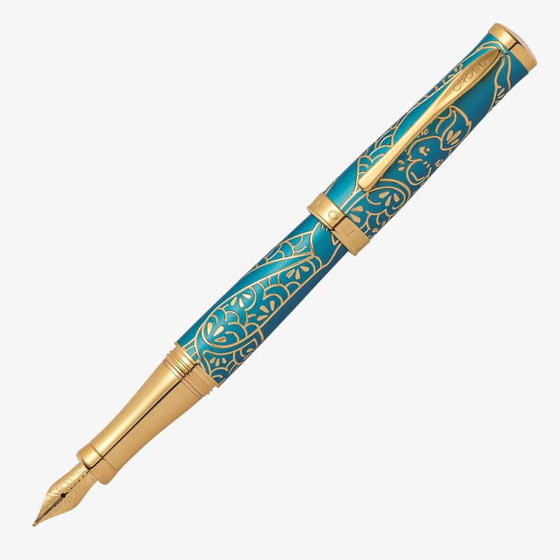 Cross Cross Sauvage Fountain Pen - Tibetan Teal Gold Trim (Special Edition)
