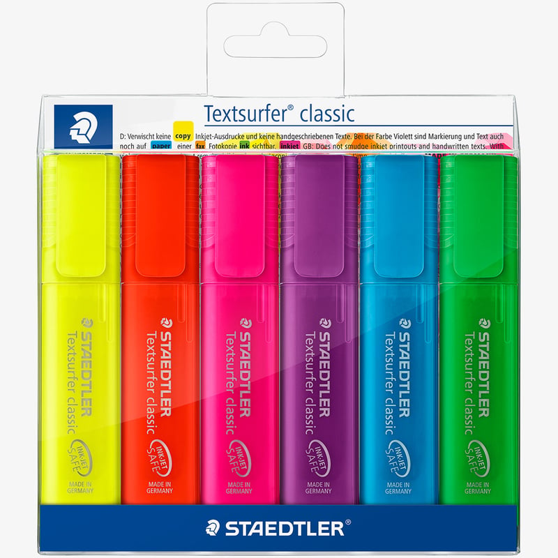 Staedtler Staedtler Textsurfer Classic Highlighter - Assorted Colours (Wallet of 6)