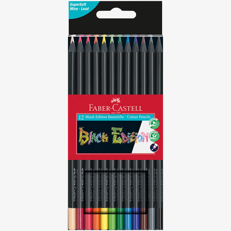 Faber-Castell Faber-Castell Black Edition Colouring Pencils - Assorted Colours (Pack of 12)