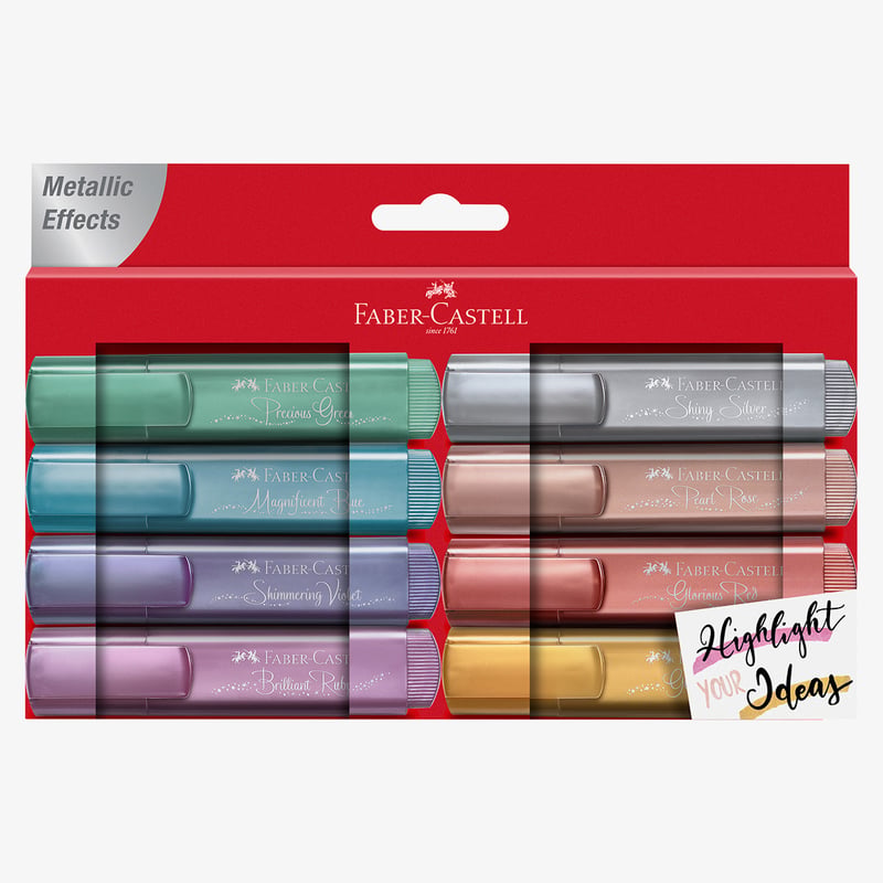 Faber-Castell Faber-Castell Textliner 46 Metallic Highlighters - Assorted Colours (Wallet of 8)