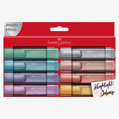 Faber-Castell Faber-Castell Textliner 46 Metallic Highlighters - Assorted Colours (Wallet of 8)