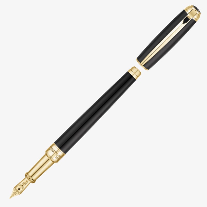 S.T. Dupont S.T. Dupont Line-D Medium Fountain Pen - Black & Gold