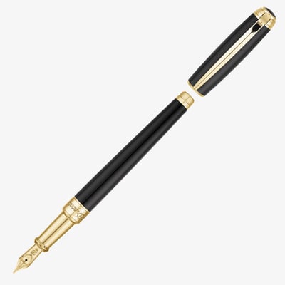 S.T. Dupont Line-D Medium Fountain Pen - Black & Gold
