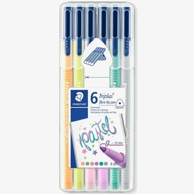 Staedtler Triplus Fibre Tip Pens - Assorted Pastel Colours (Pack of 6)