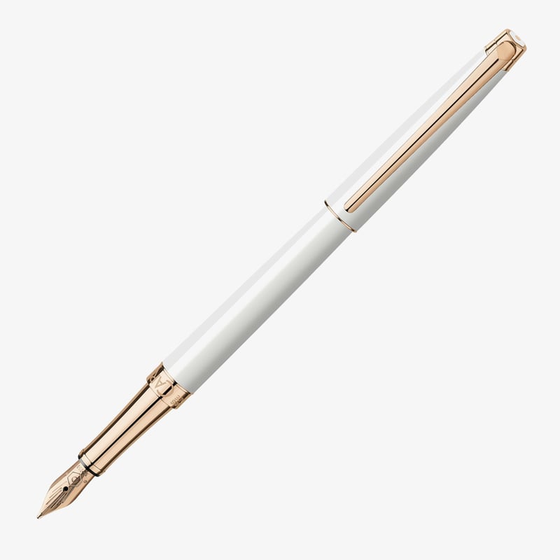 Caran d'Ache Caran d'Ache Léman Slim Fountain Pen - White Lacquer Rose Gold Trim