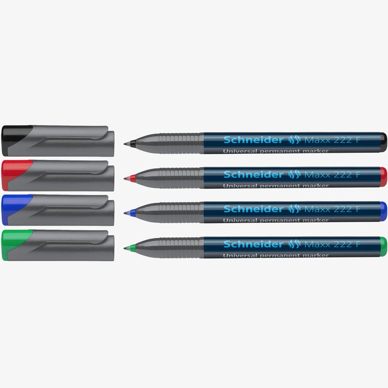 Schneider Schneider Maxx 222 Permanent Markers - Fine - Assorted Colours (Pack of 4)