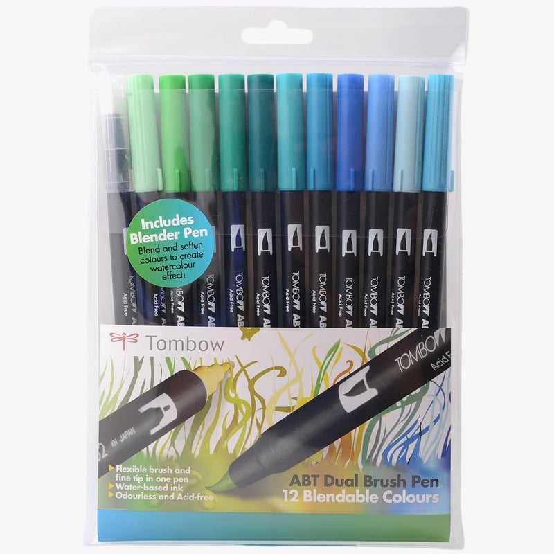 Tombow Tombow ABT Dual Brush Pens - Ocean Colours (Pack of 12)