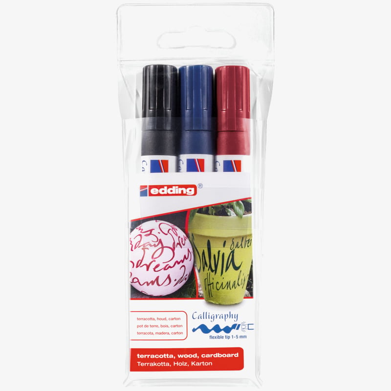Edding Edding 1455 Calligraphy Markers - Assorted Colours (Wallet of 3)