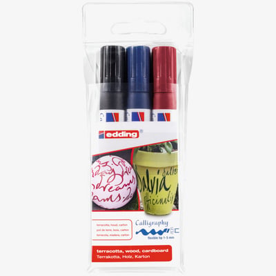 Edding Edding 1455 Calligraphy Markers - Assorted Colours (Wallet of 3)