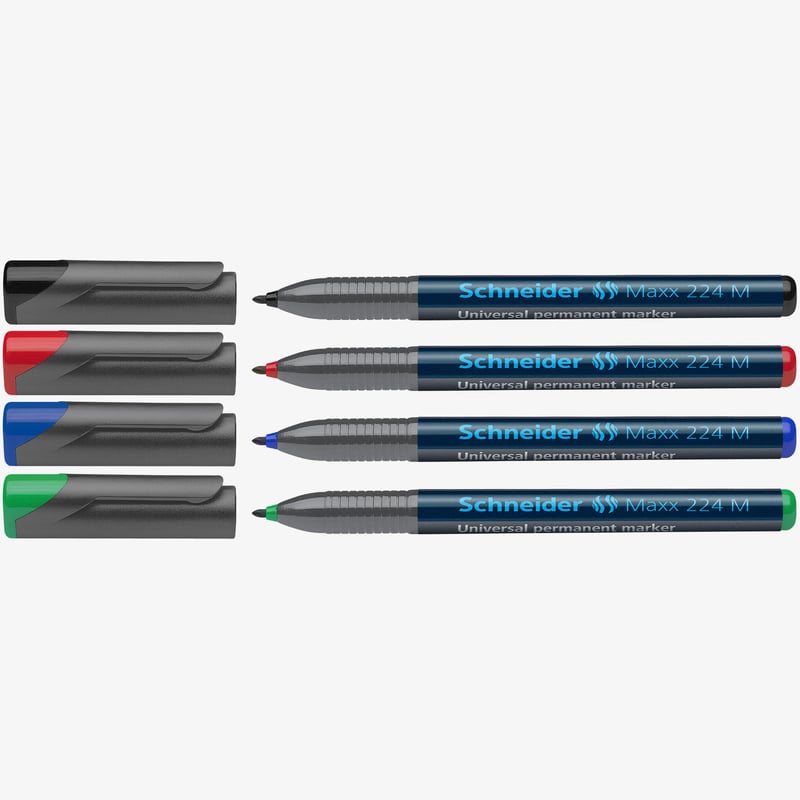 Schneider Schneider Maxx 224 Permanent Markers - Medium - Assorted Colours (Pack of 4)