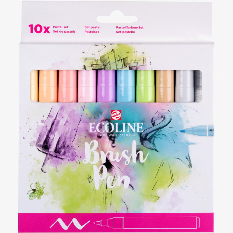 Ecoline Ecoline Brush Pen Set - Pastel Colours (Pack of 10)