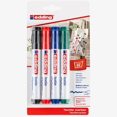Edding Edding 4500 Textile Markers - Assorted Basic Colours (Blister of 4)