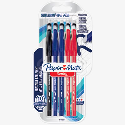 Papermate Papermate Replay Erasable Ballpoint - Medium - Assorted Colours (Blister of 10)
