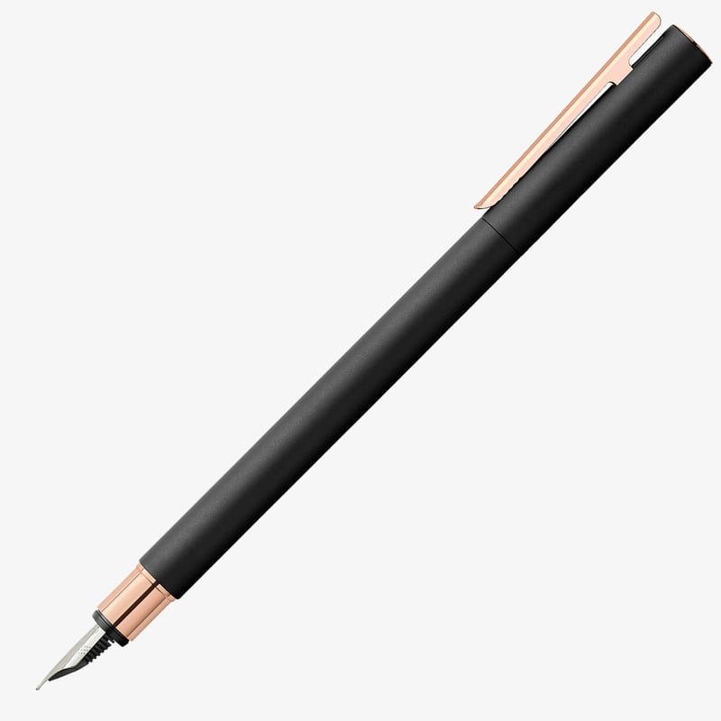 Faber-Castell Faber-Castell Neo Slim Fountain Pen - Matte Black Rose Gold Trim