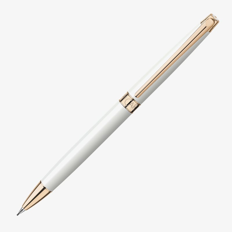 Caran d'Ache Caran d'Ache Léman Slim Mechanical Pencil - 0.7mm - White Lacquer Rose Gold Trim