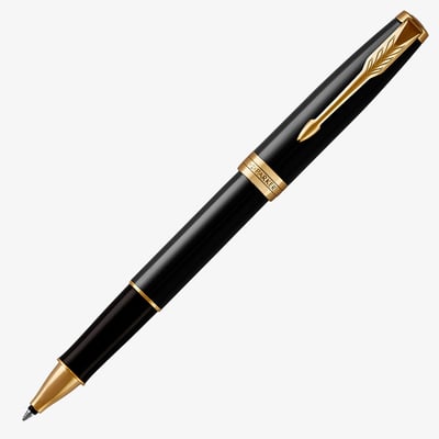 Parker Sonnet Rollerball Pen - Black Lacquer Gold Trim