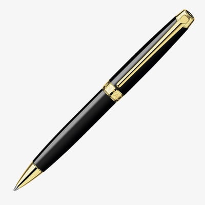 Caran d'Ache Léman Ballpoint Pen - Ebony Black Lacquer Gold Trim