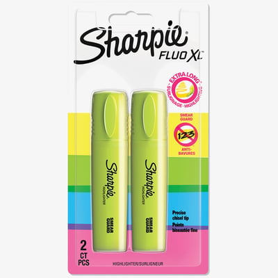 Sharpie Fluo XL Highlighters - Yellow (Blister of 2)